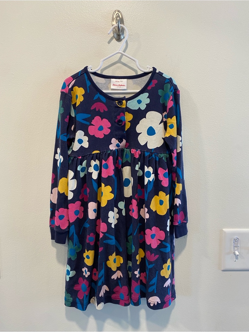 Hanna Andersson long sleeve playdress daydress size 110 5 floral 100% cotton